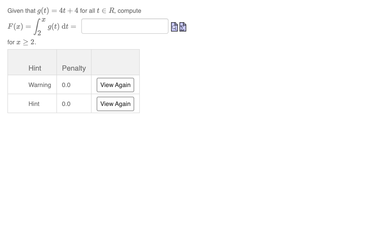 R, compute F(x) = 9(t) dt = for ac > 2. Hint