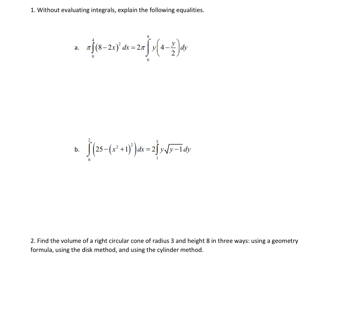 explain the following equalities. a. x ] (8 - 2x) ' dx