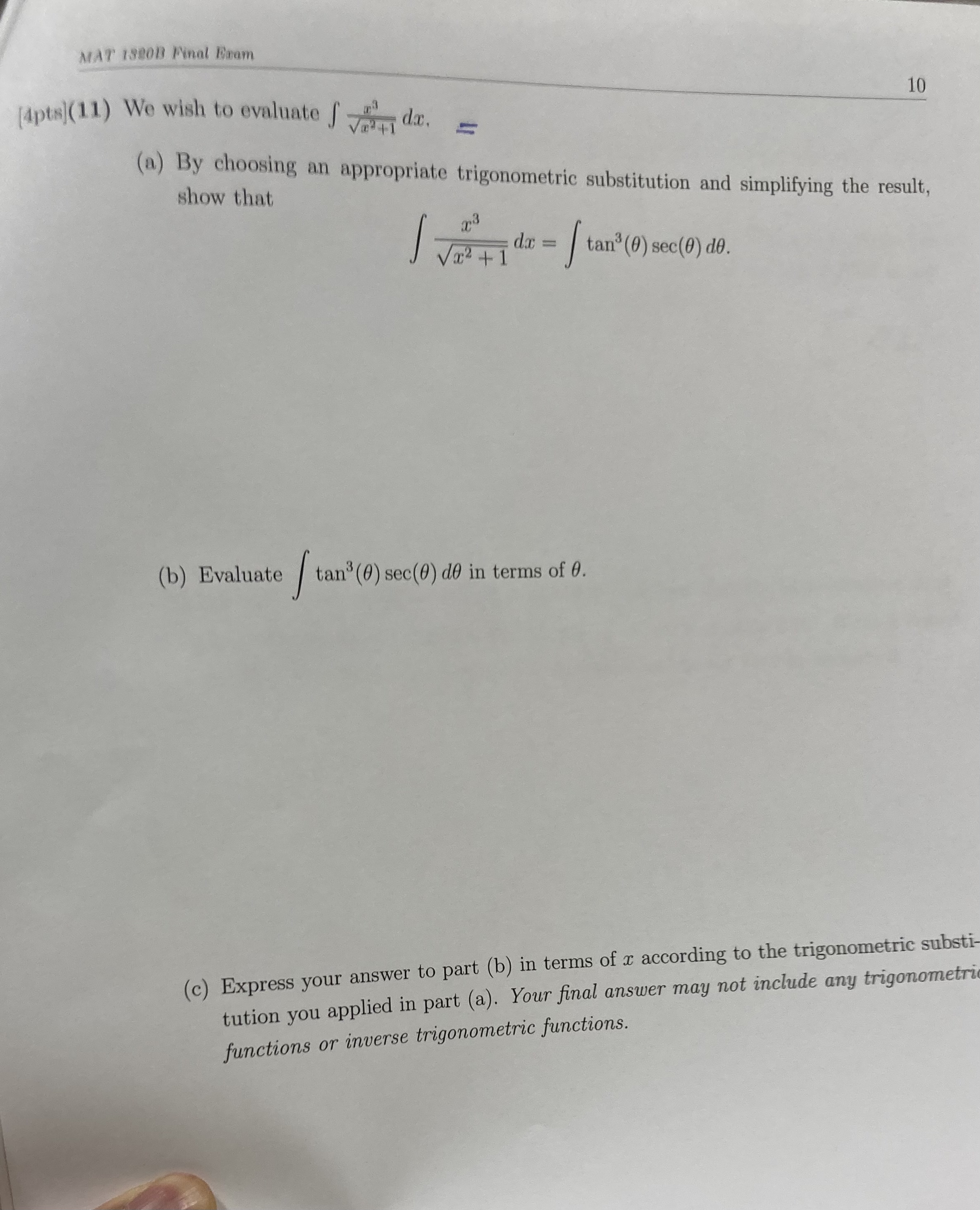 expression for this integral using a midpoint rule with n = 4.