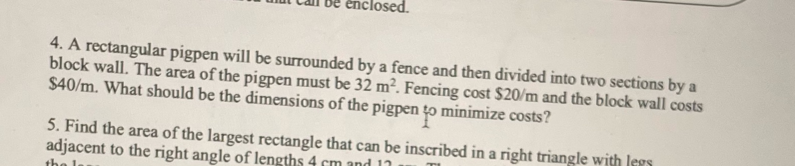  Solve using calculus concepts (derivative to find minimum cost) and please