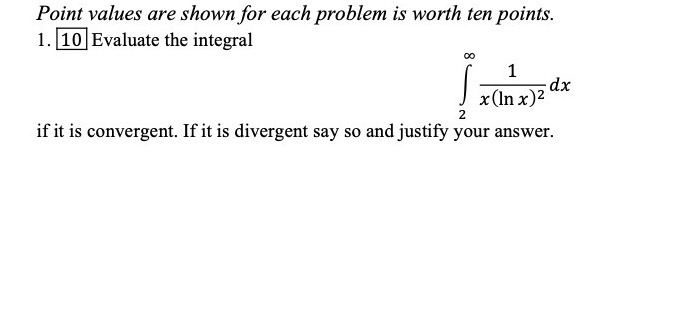  Point values are shown for each problem is worth ten points.