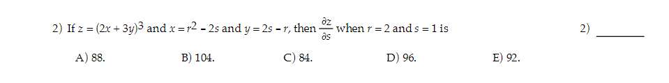 2s r, then when r 2 ands 1 is 2) A) SS.