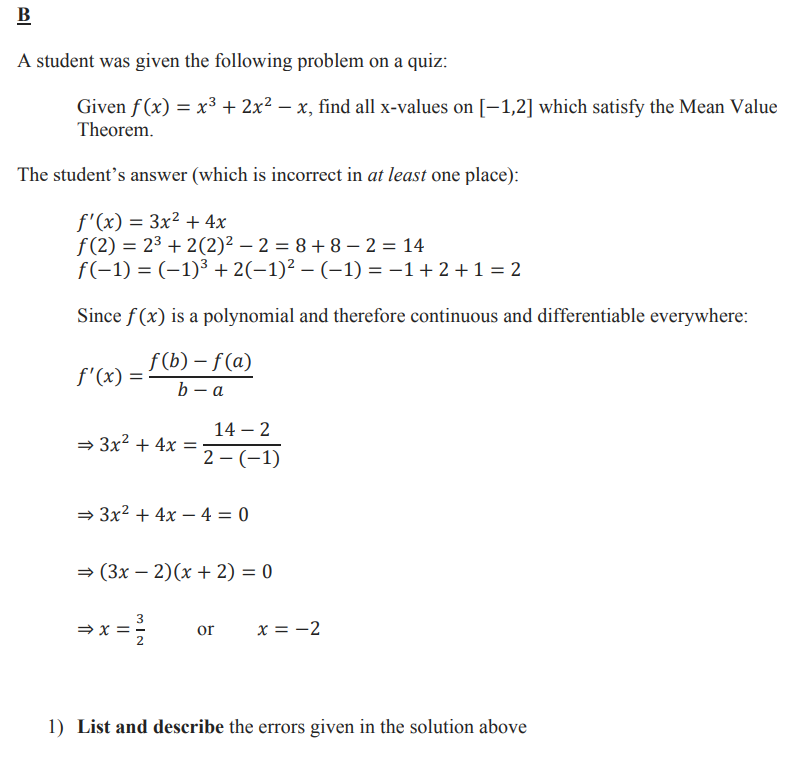 A student was given the following problem on a quiz: IGiven 1'05)
