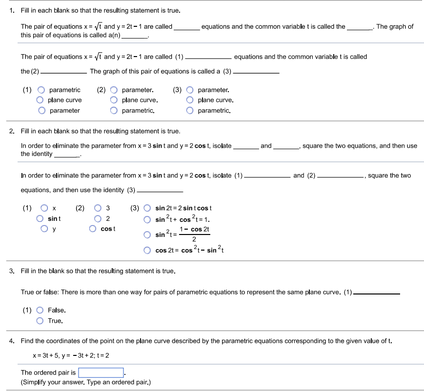  Section 9.5 1. Fill in each blank so that the resulting