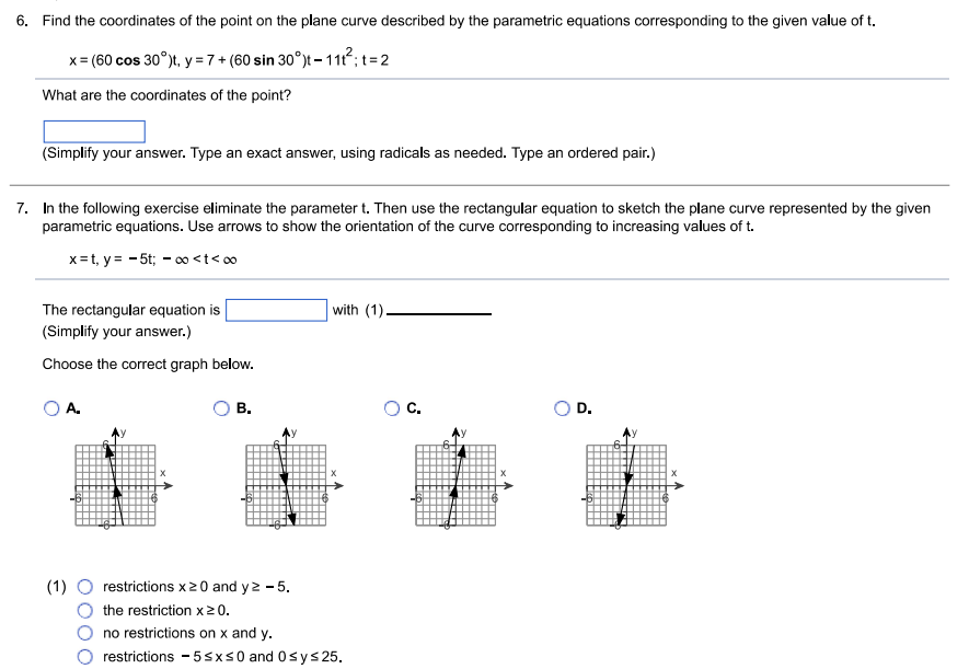 = 2t -1 are called equations and the common variable t is