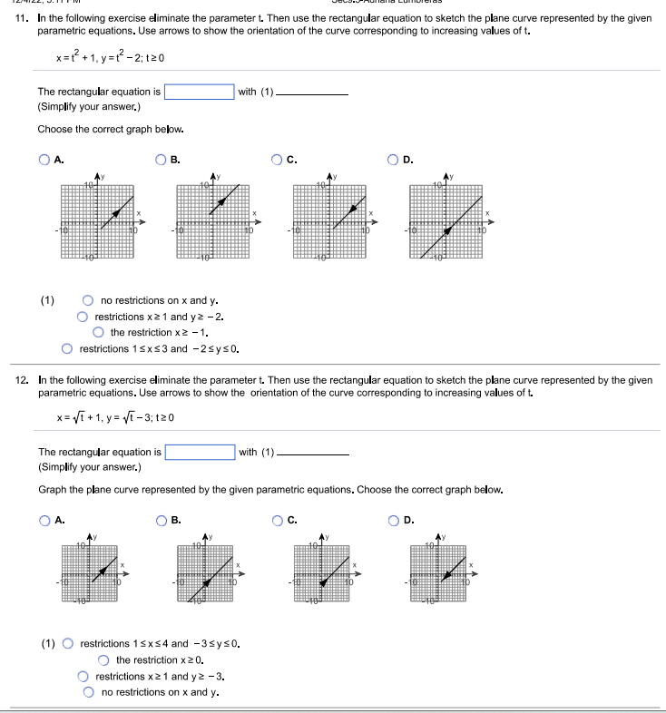 the {2) The graph of this pair of equations is called a