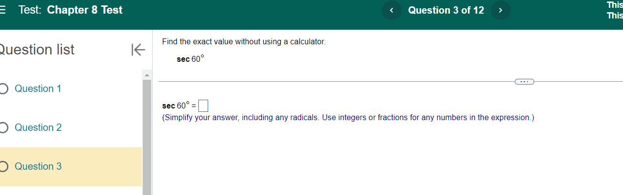Test Question 12 of 12 > This test: 12 point(s) possible This