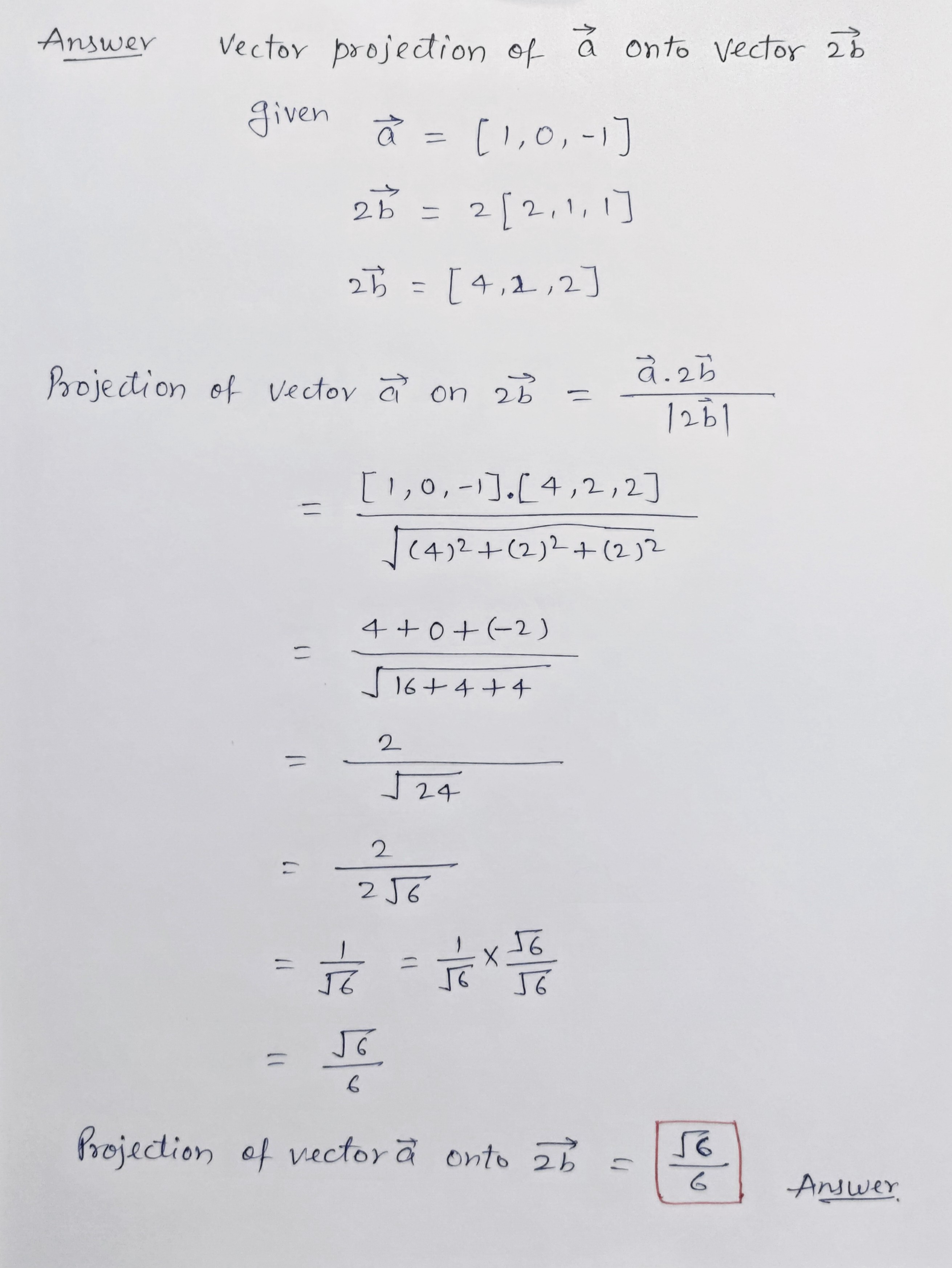  Given the vectors a = [1, 0, -1] and b =