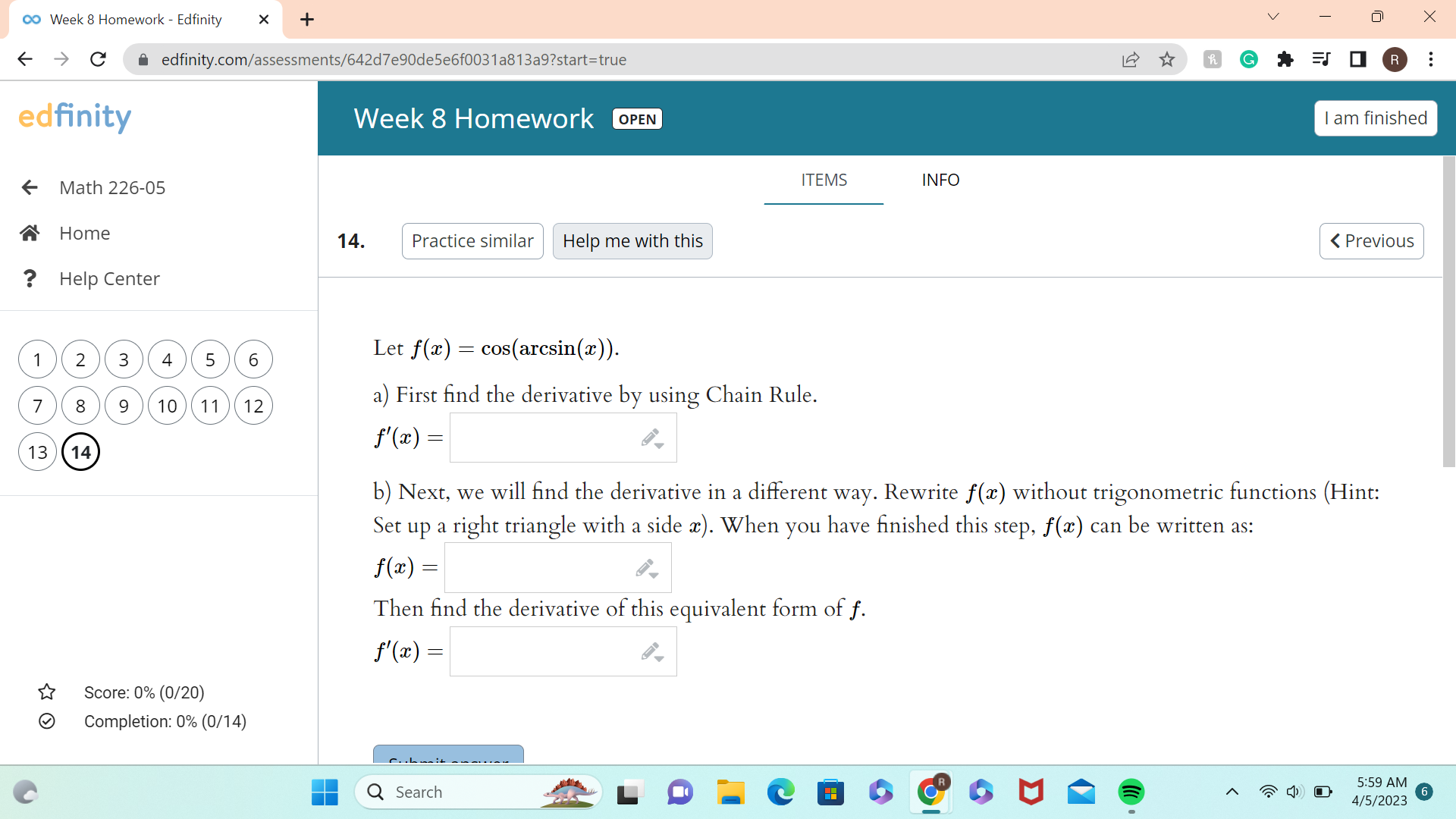 Answer Score 5:58 AM Q Search 6 4/5/2023co Week 8 Homework -