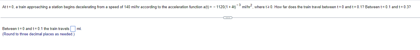 a speed of 140 mi/hr according to the acceleration function a(t) -