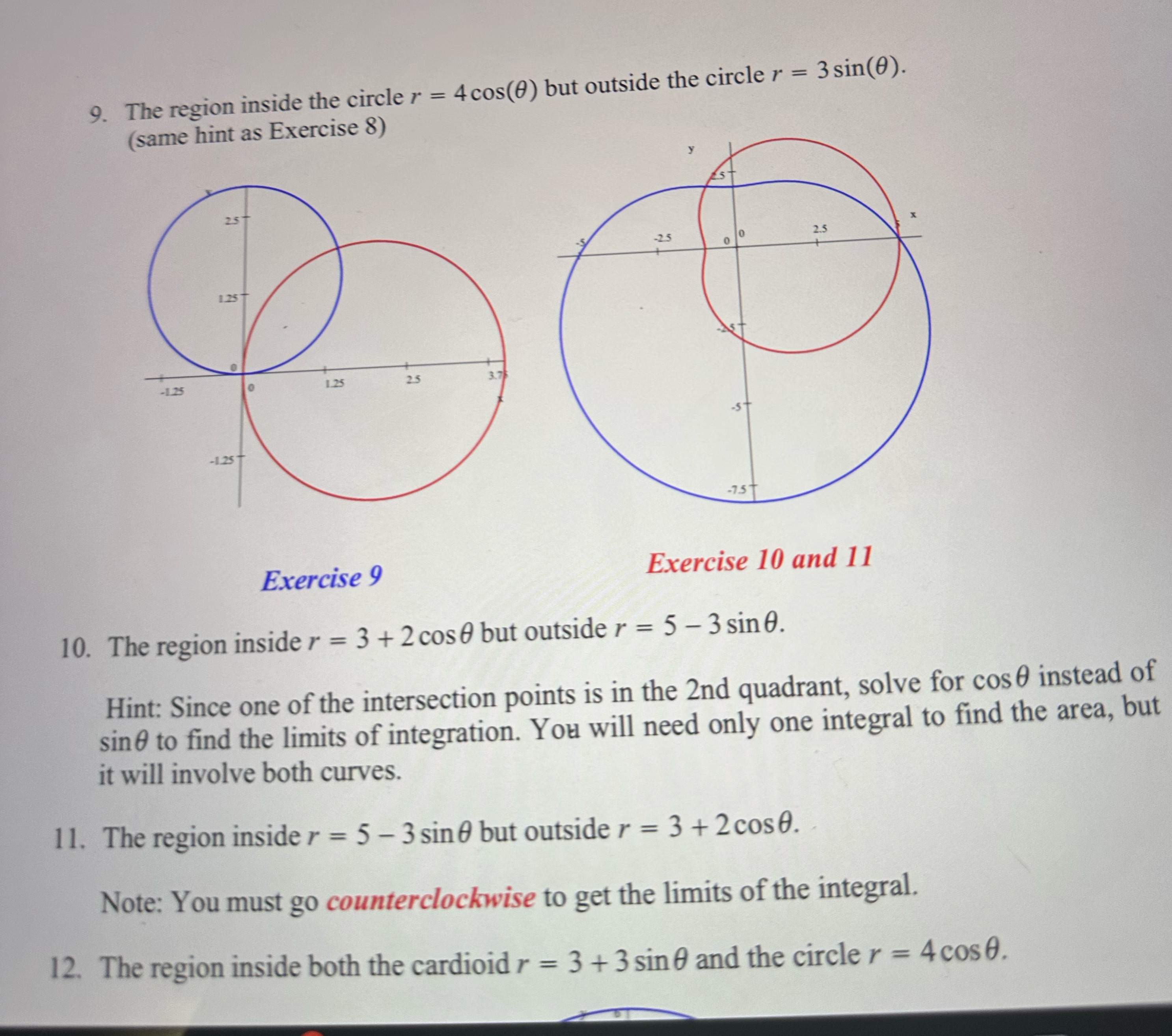 bounds and please help me 9. The region inside the circle r