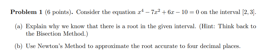  Problem 1 (6 points). Consider the equation 1'4 73':2 + 6:3