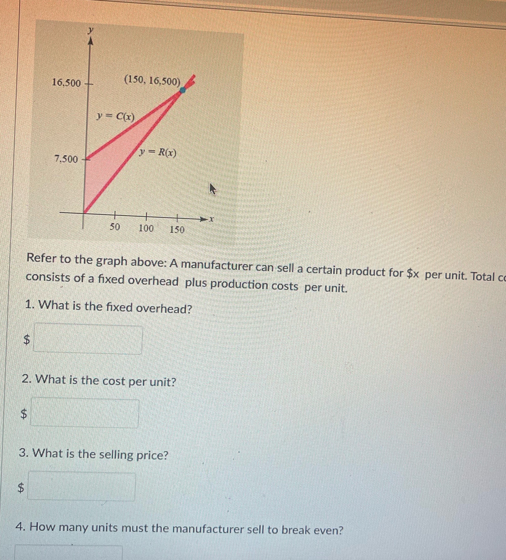 Help pleaseee quick 16.500 - (150. 16.500) y = C(x) -