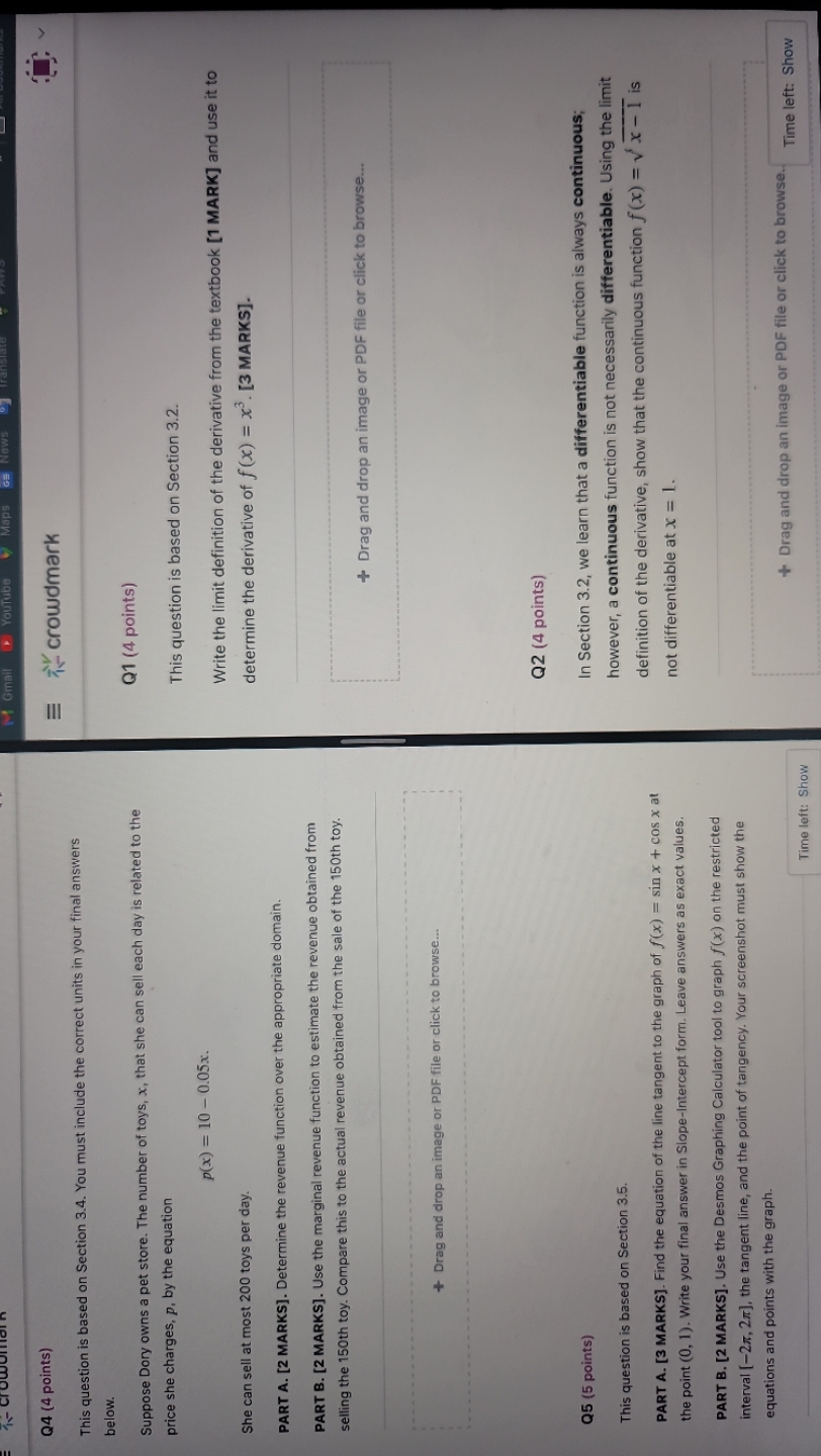 Math Calculus 110 in chapter 3 Derivatives pls answer with numbers