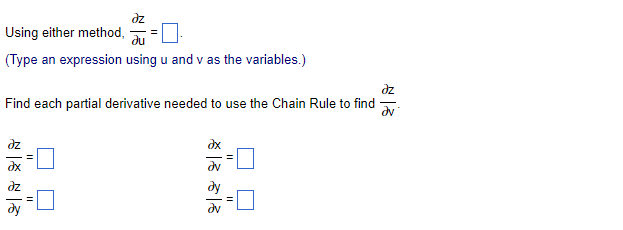 Chain Rule to find du dz In y JX du dz sin