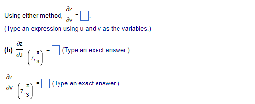 v du Express z directly in terms of u and v. dz