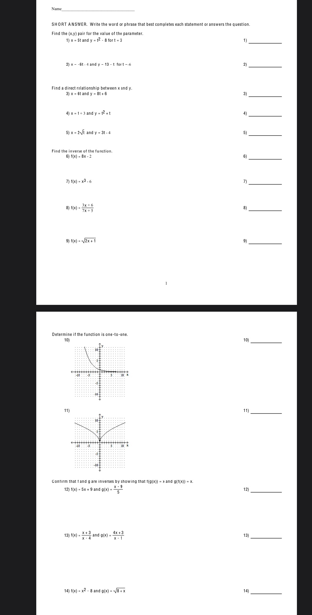  Math work! Please help :) Name NSWER. Write the word or