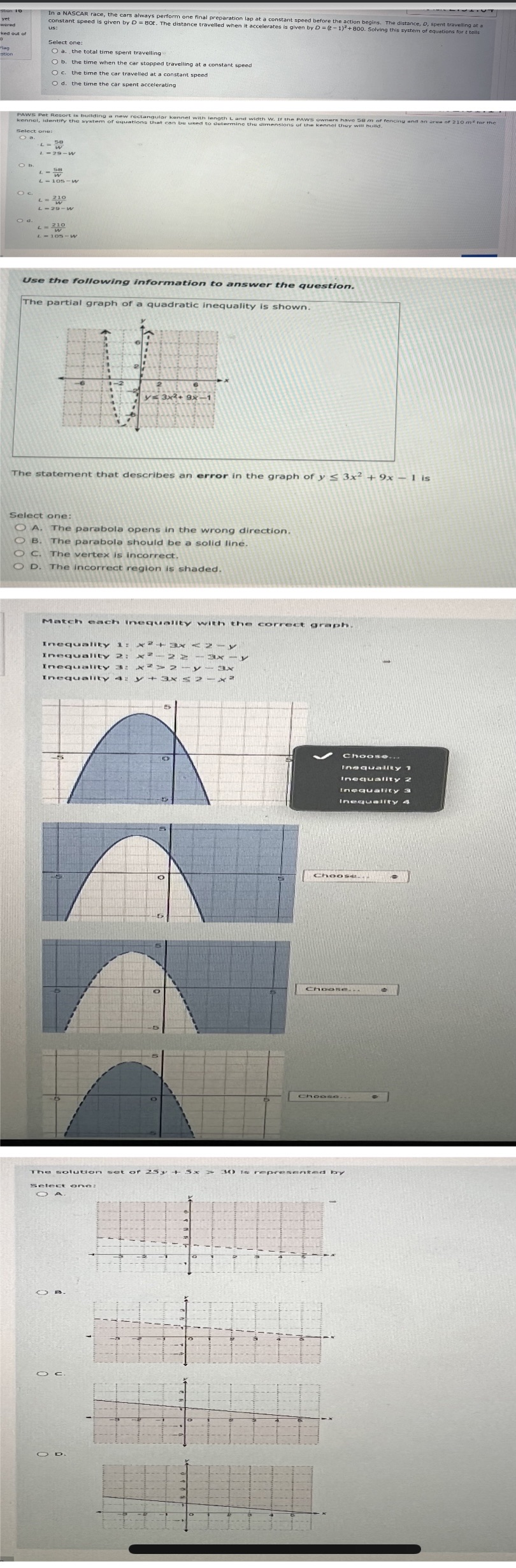 only noexplanations needed. Thank you In a NASCAR race, the cars always