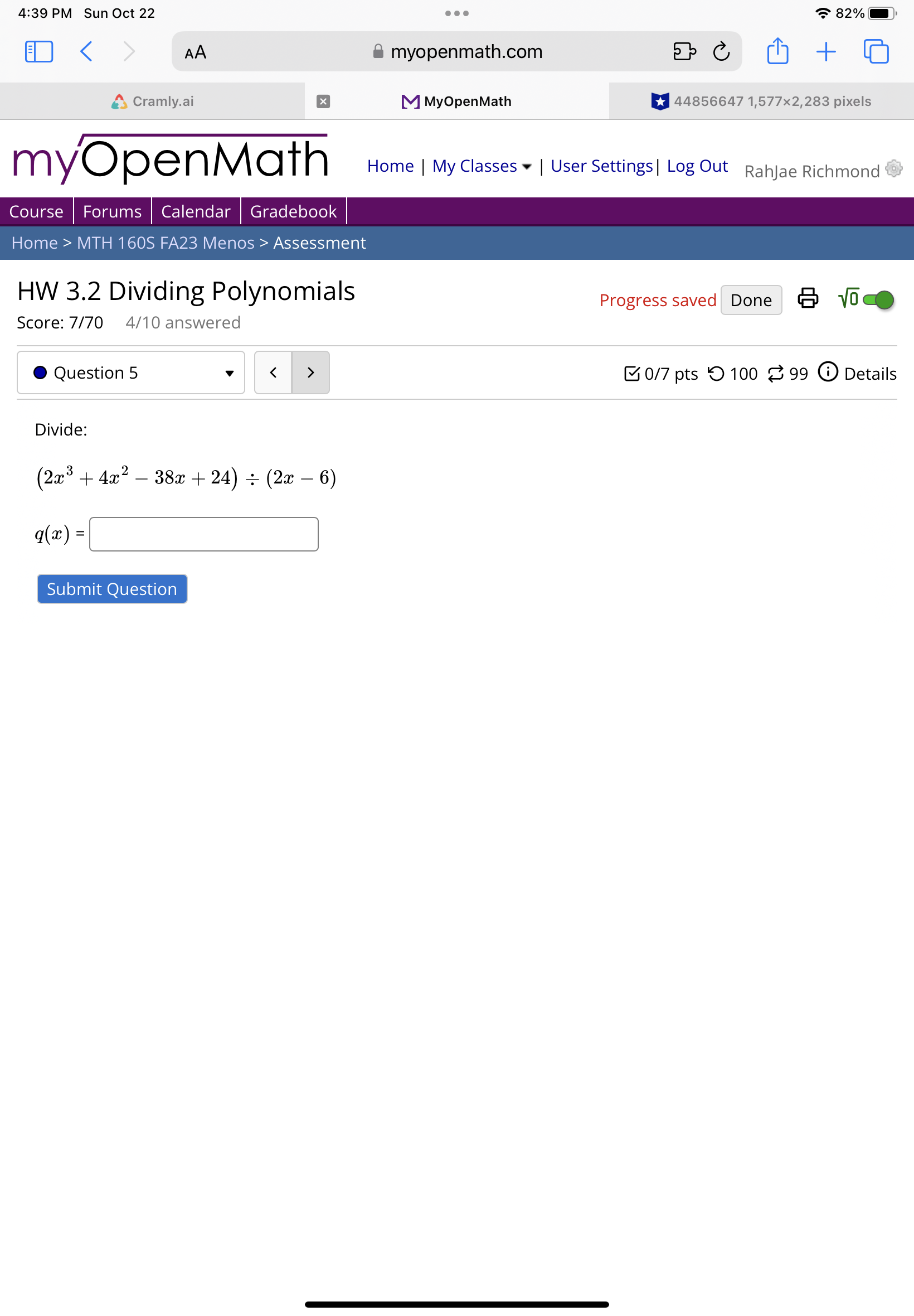 82% ED AA myopenmath.com Cramly.ai X M MyOpenMath 44856647 1,577x2,283 pixels myOpenMath