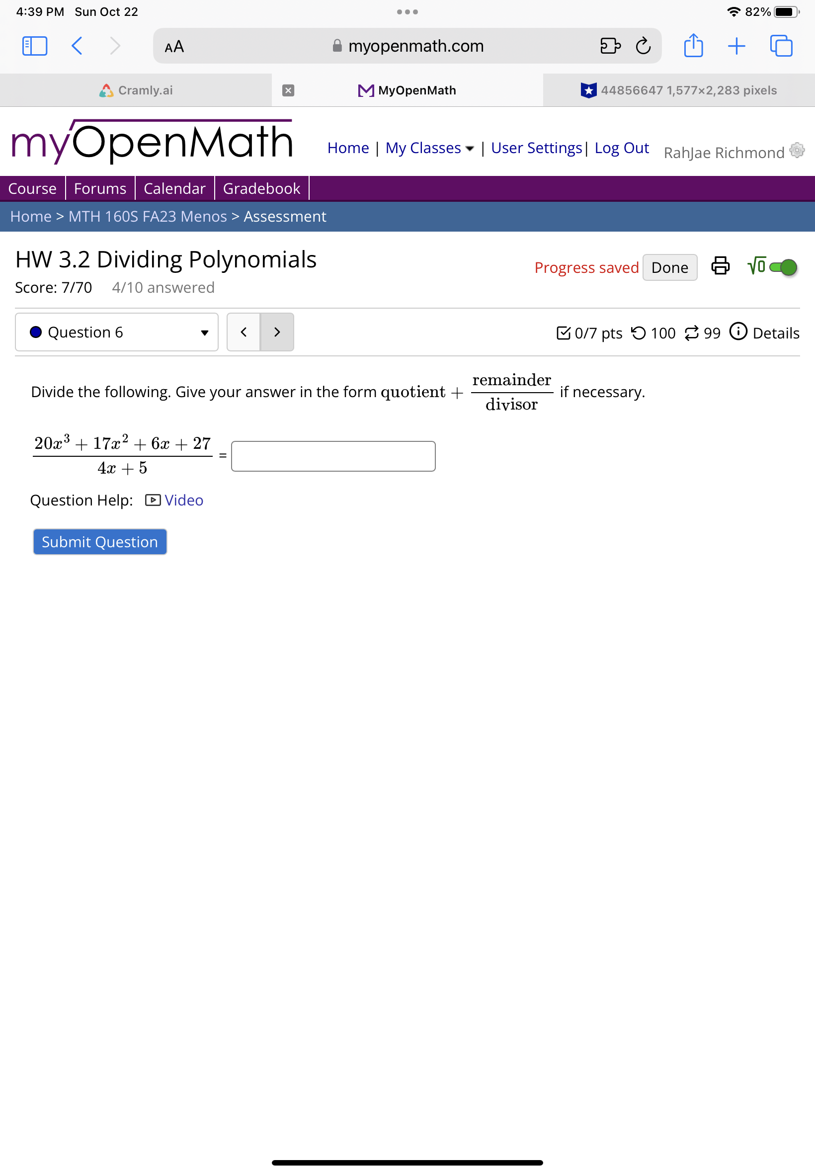 Home | My Classes . | User Settings | Log Out RahJae