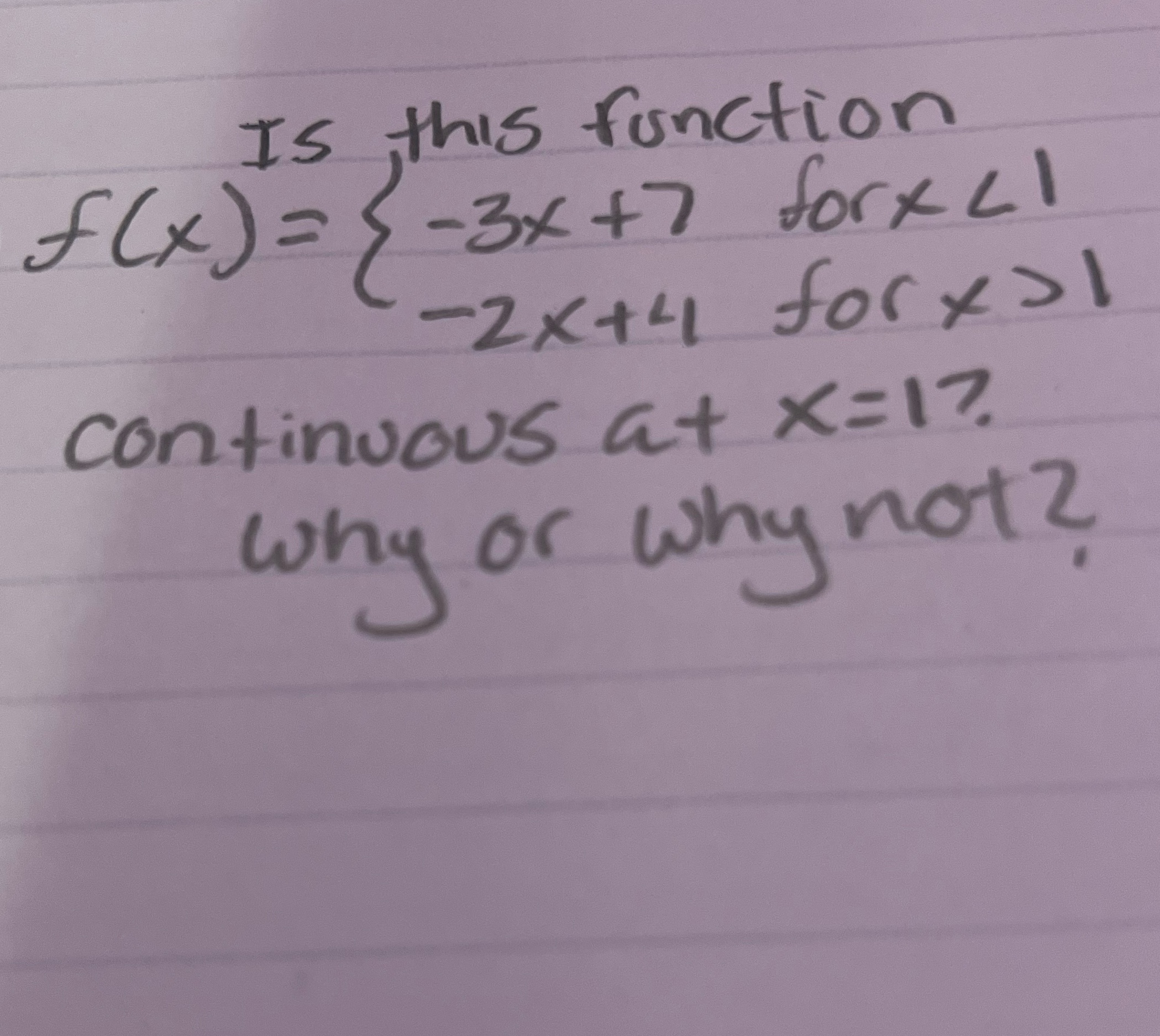  Is this function f ( x ) = 9- 3x+7 forxcl