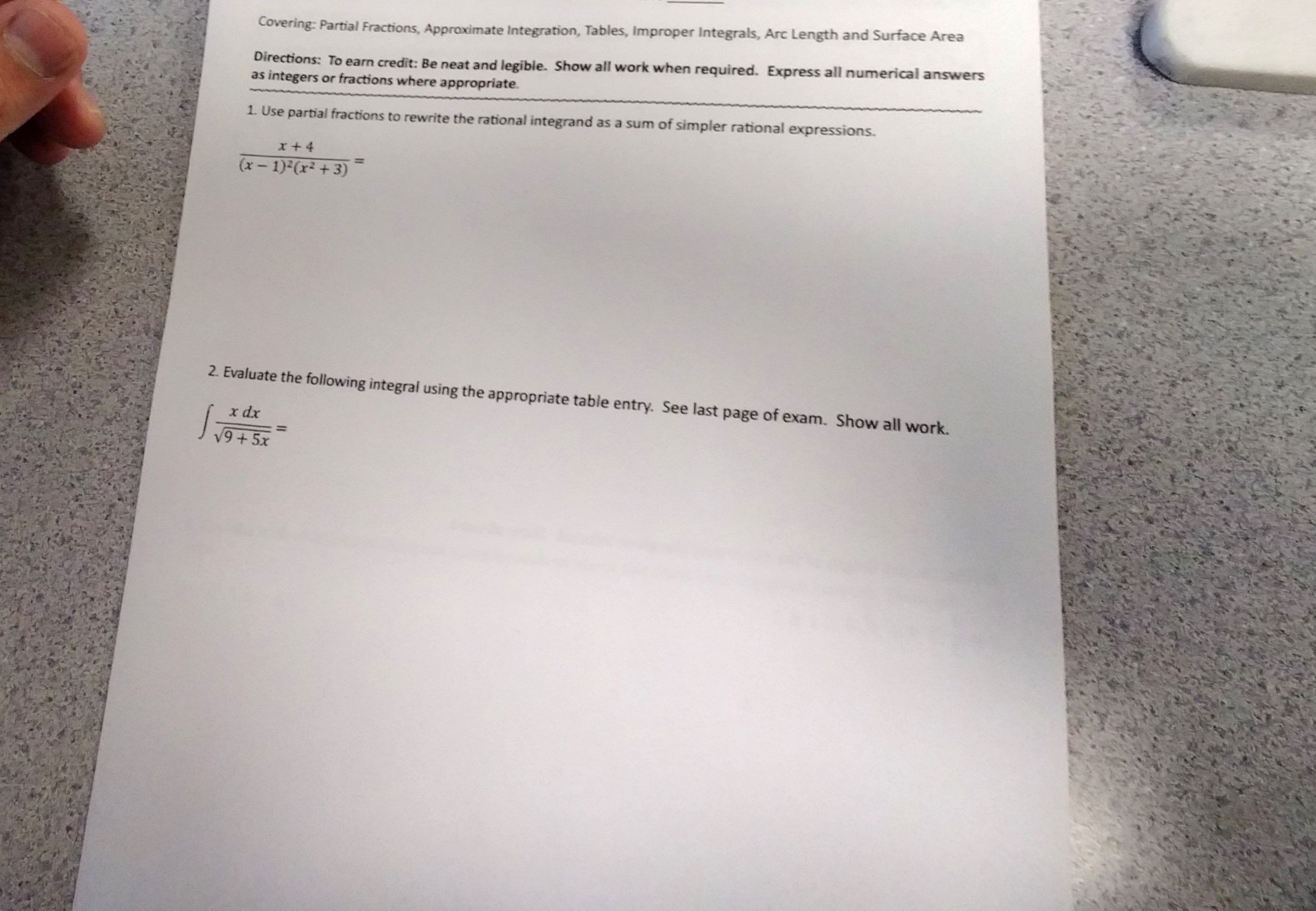 Length and Surface Area Directions: To earn credit: Be neat and legible.