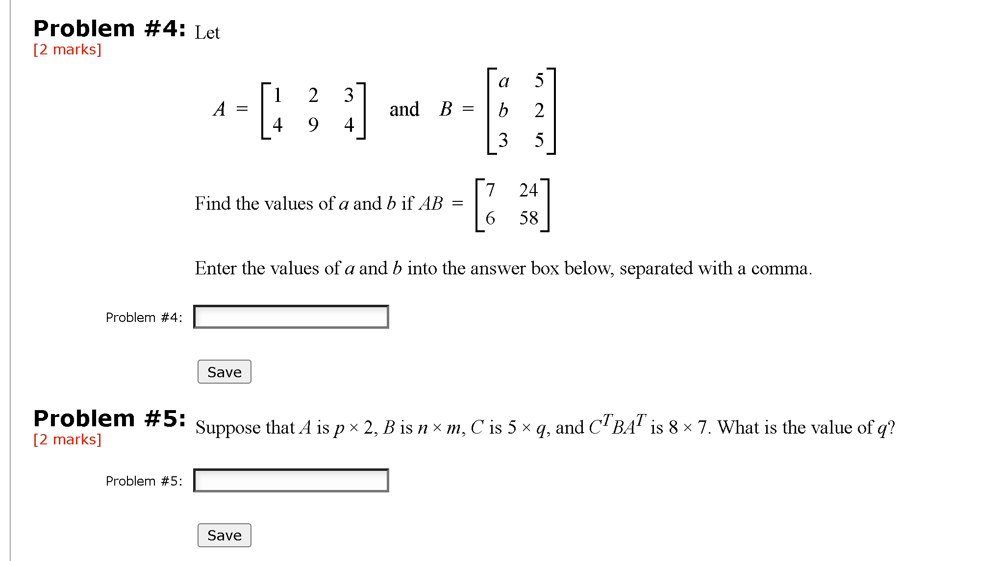  Problem #4: Let [2 marks] a UI 3 A and B