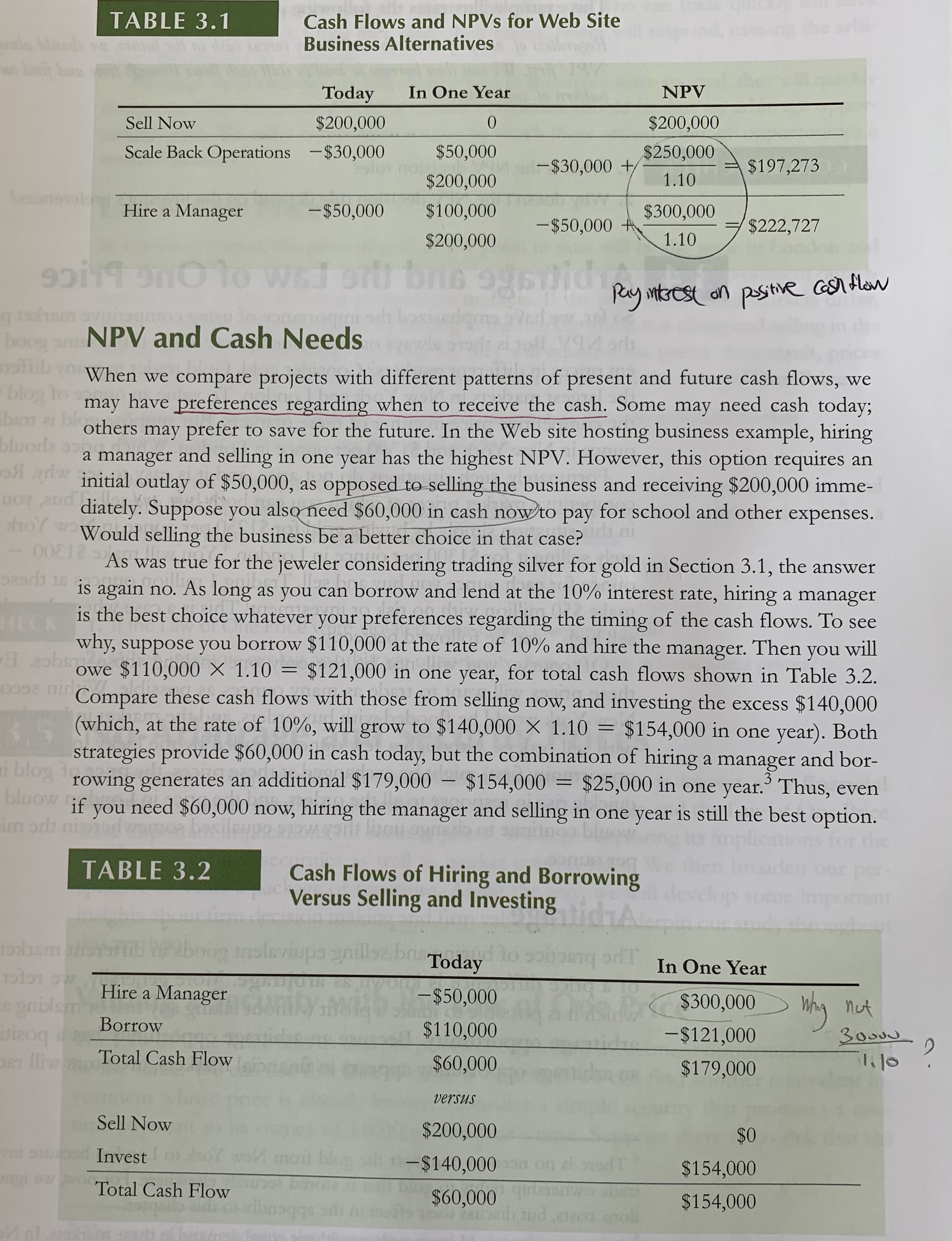 in table 3.2, why do we not use $30000/1.1 like in