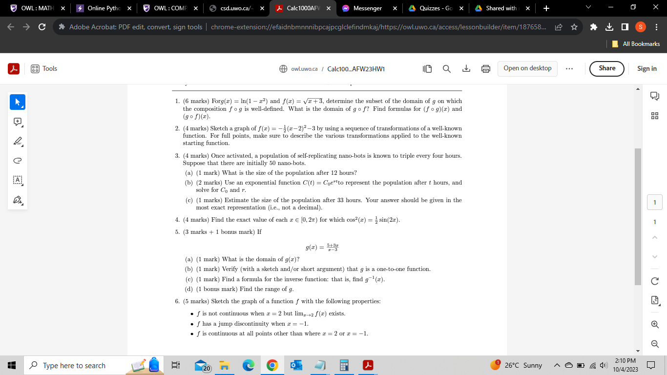 OWL : MATH > * Online Pytho x OWL : COMP