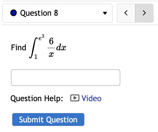 -dx + C Question Help: D Video Submit Question\fO Question 5 A