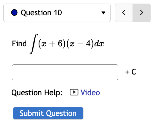 Video Submit Question\f0 Question 11 v Evaluate the definite integral 9 8:122