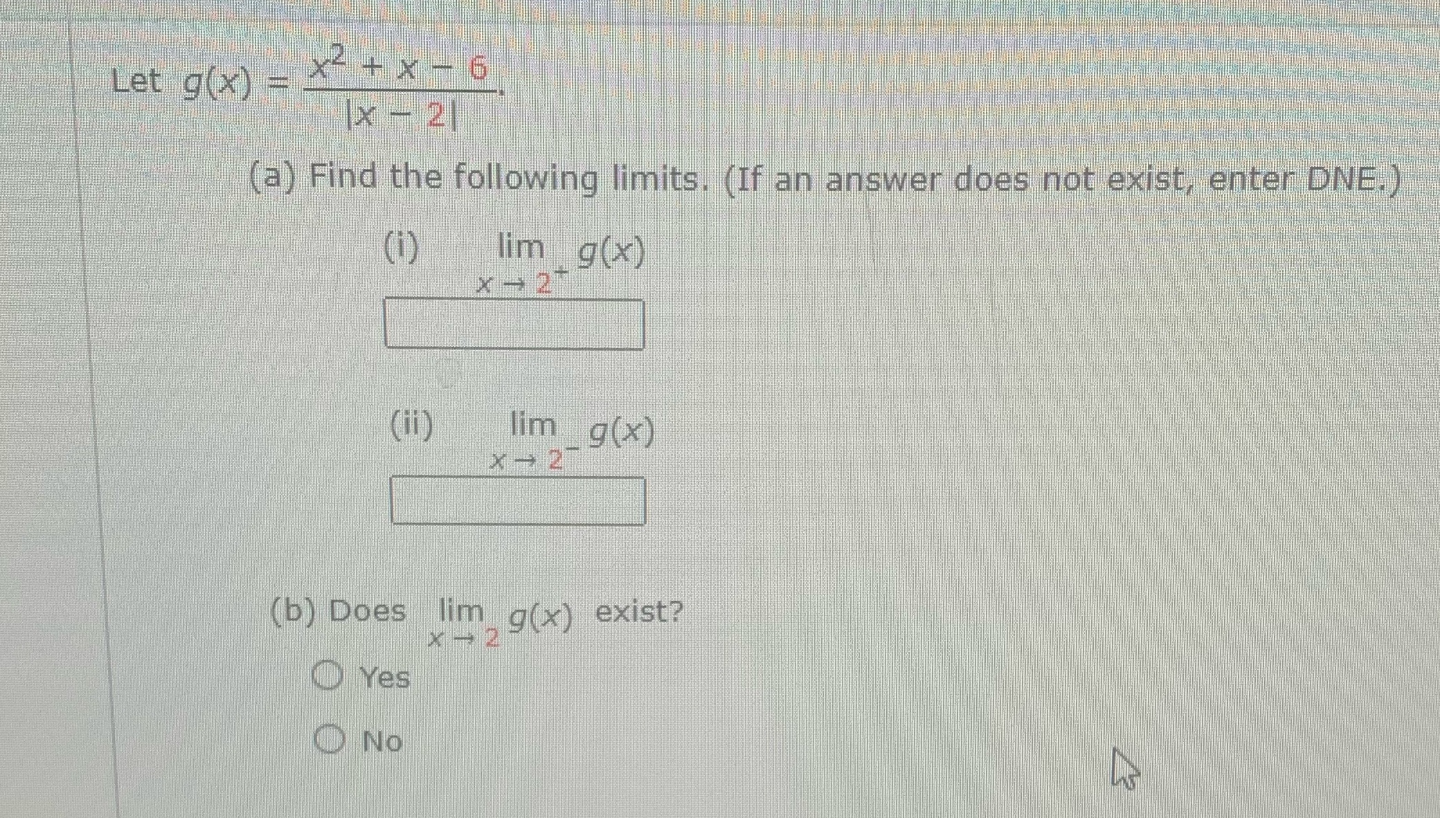 (a) Find the following limits. (If an answer does not exist, enter