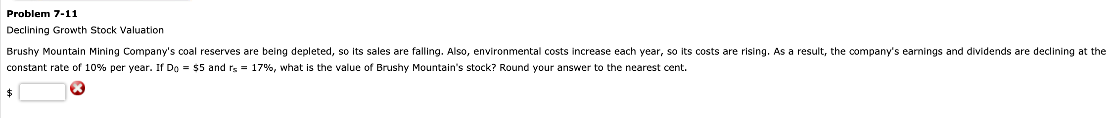 problems! thank you so much! Problem 7-12 Nonconstant Growth Stock Valuation Assume