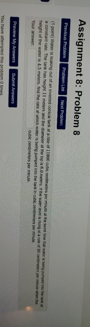 point) Water is leaking out of an inverted conical tank at a