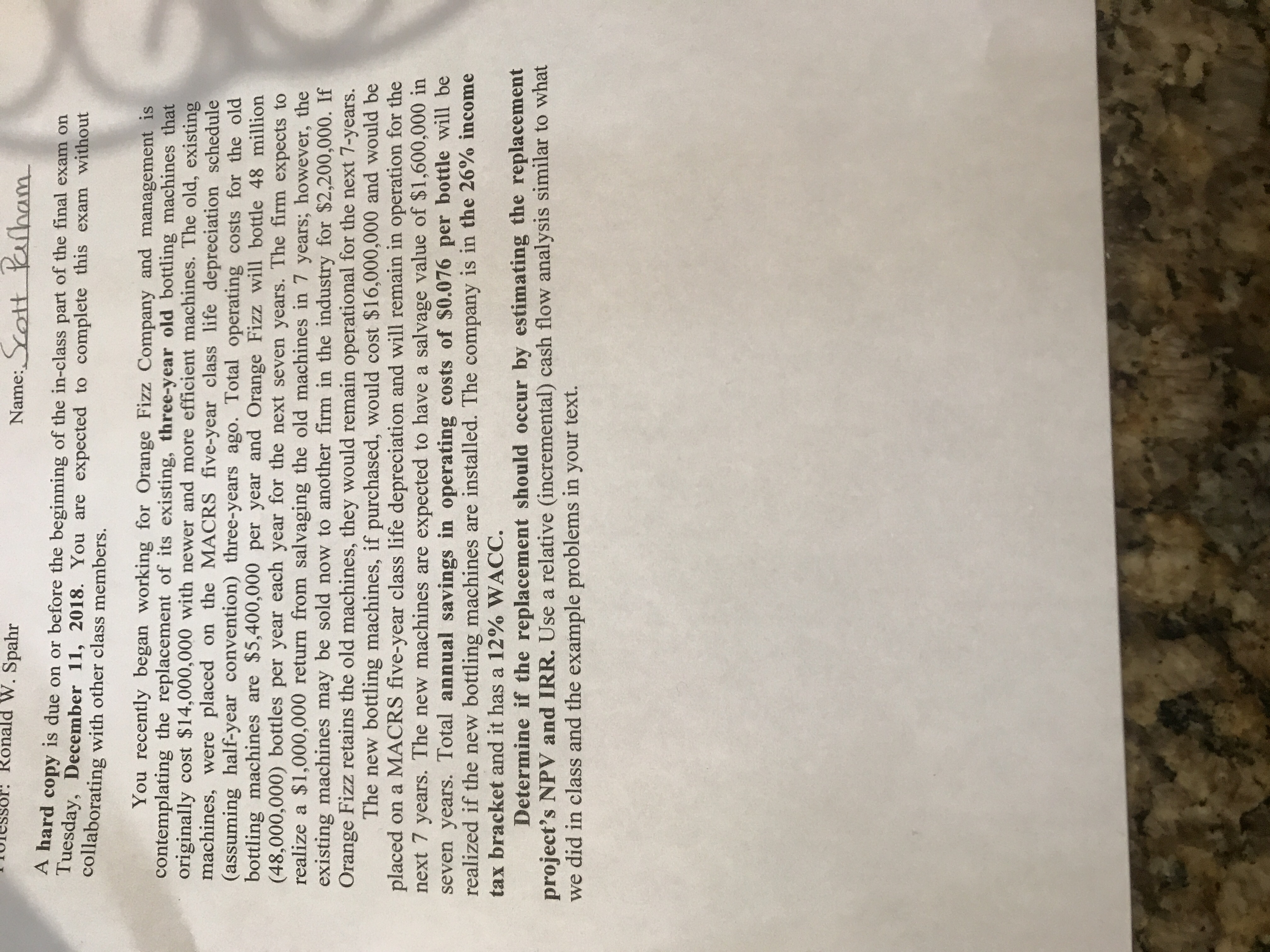 hard copy is due on or before the or before the beginning