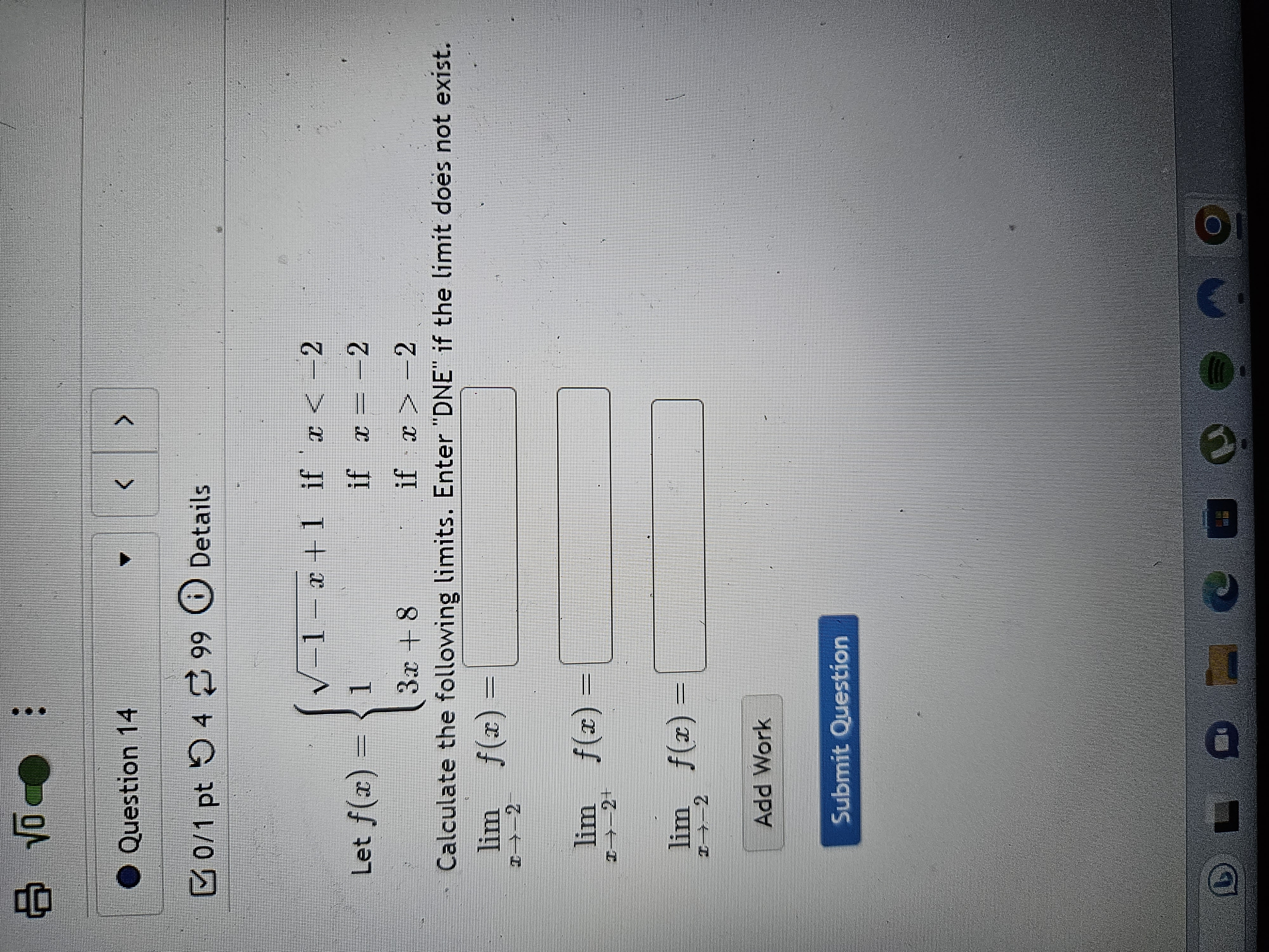  I NEED HELP PLEASE AS SOON AS POSSIBLE WITH CALCULUS QUESTION.