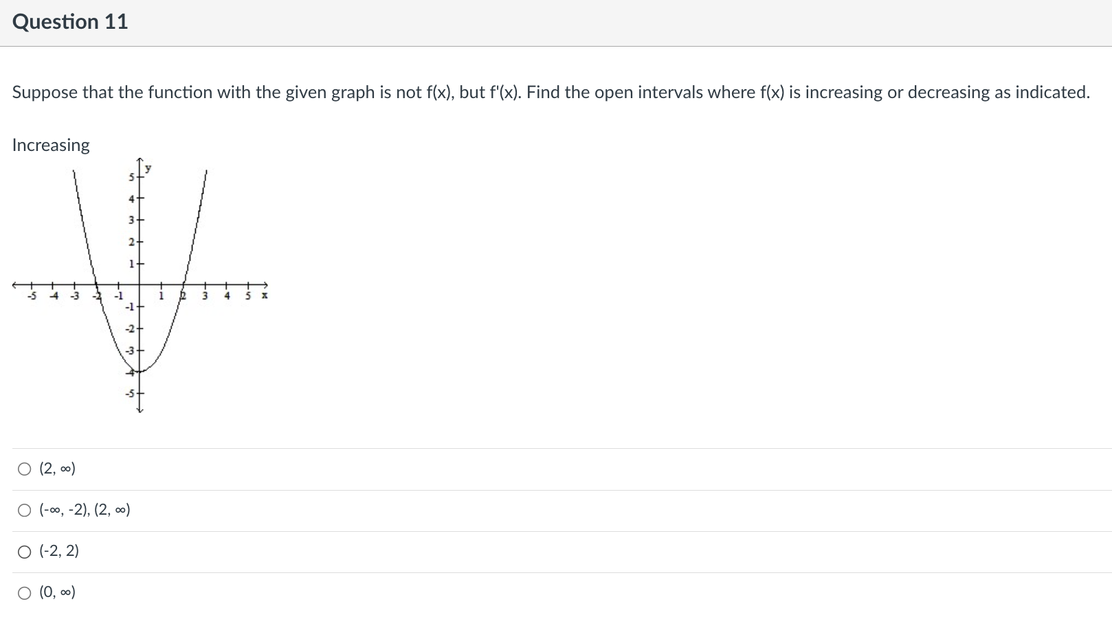 00)Question 12 Find the largest open intervals where the function is concave