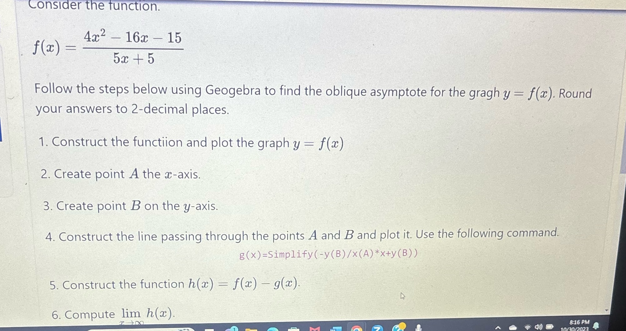  7. Move points A and B until the value computed in