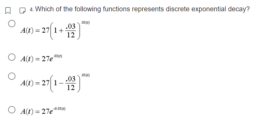Explain. Option 1: {(1,2), (2,4), (3,8), (4,16), (5,32)} Option 2: 3 =