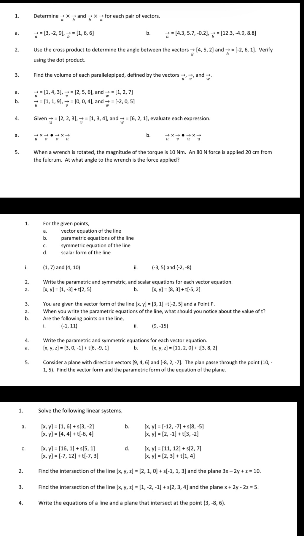 1. Determine - X - and - X - for each