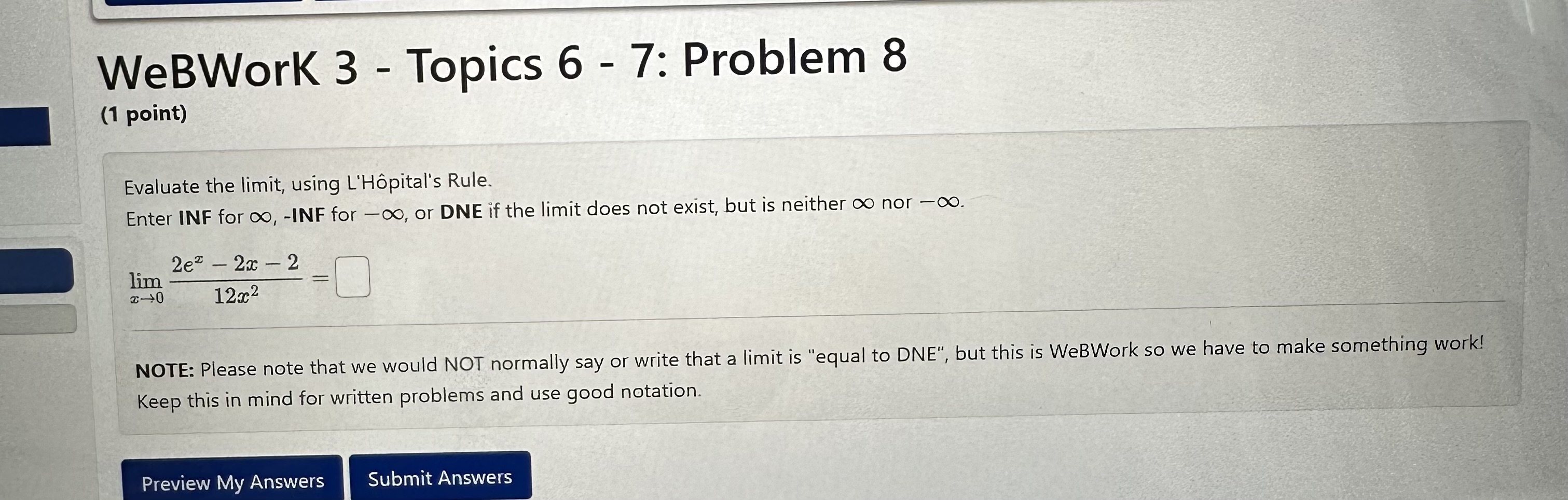  WeBWork 3 - Topics 6 - 7: Problem 8 (1 point)