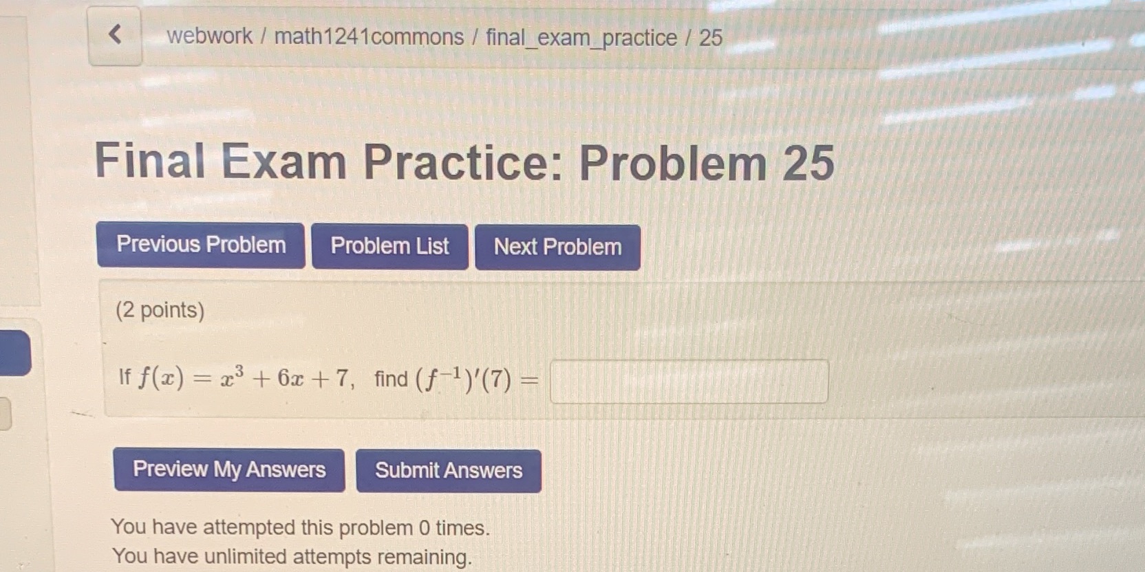 A webwork / math1241commons / final_exam_practice / 25 Final Exam Practice: