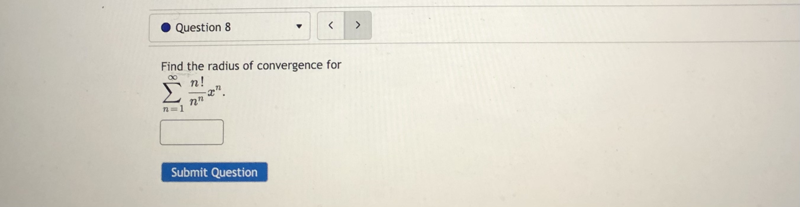(n + 7) The series is convergent from x = , left