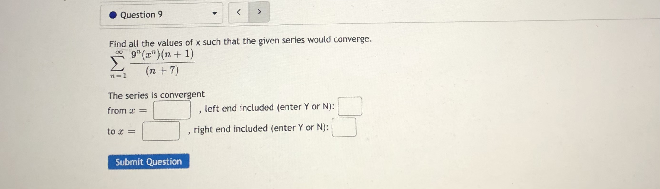 end included (enter Y or N): to c = , right end