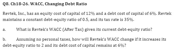 of capital of 12% and a debt cost of capital of 6%.