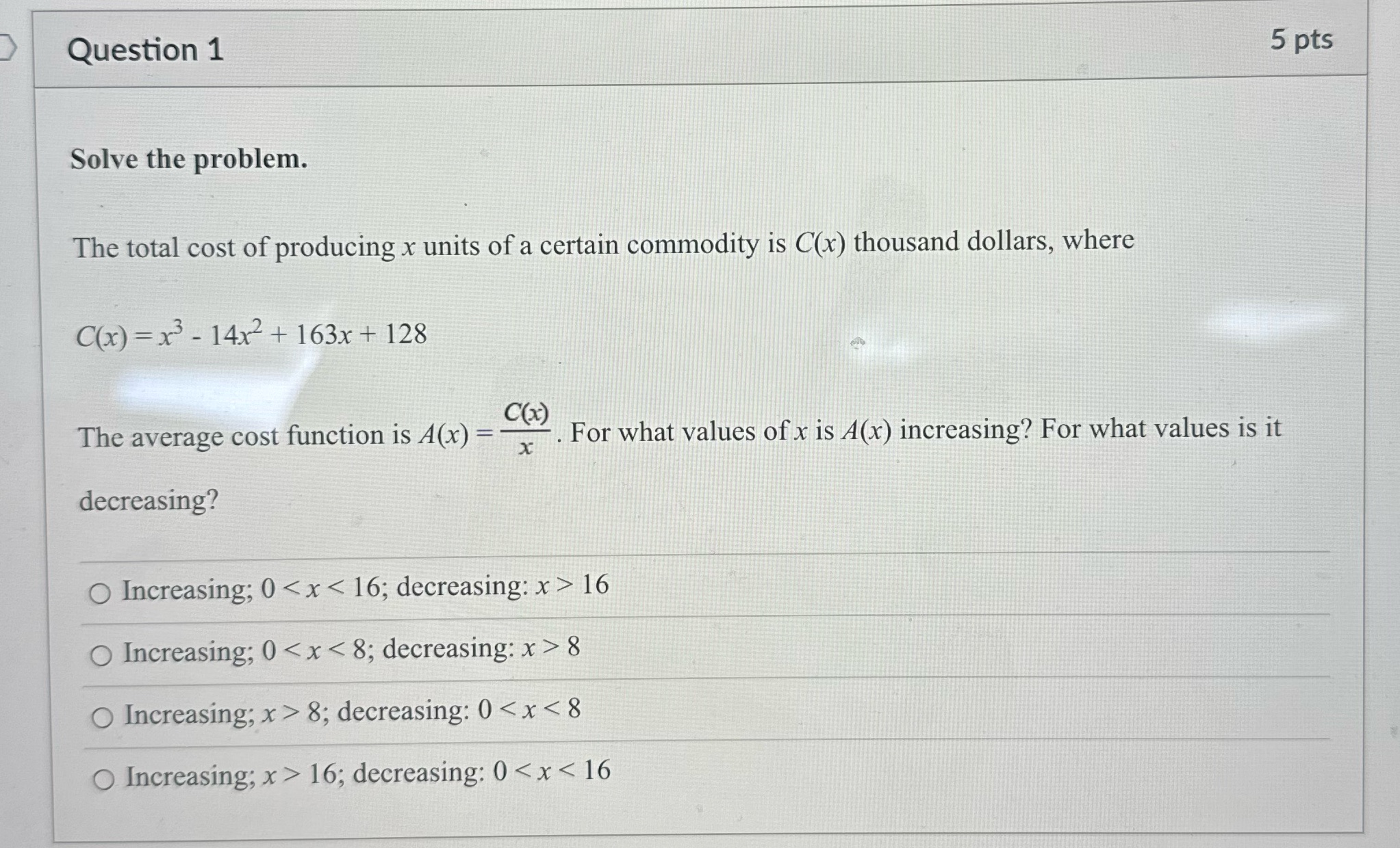 of producing x units of a certain commodity is C(x) thousand dollars,