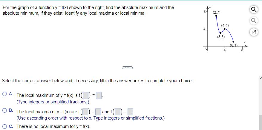 the right, find the absolute maximum and the Ay absolute minimum, if