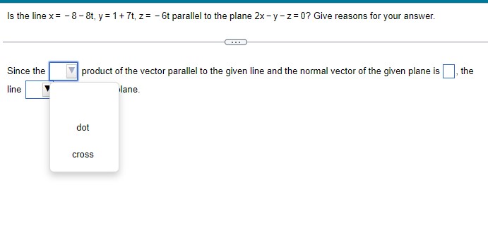 + 8j + 6k is (Type an equation.)Find the point of intersection