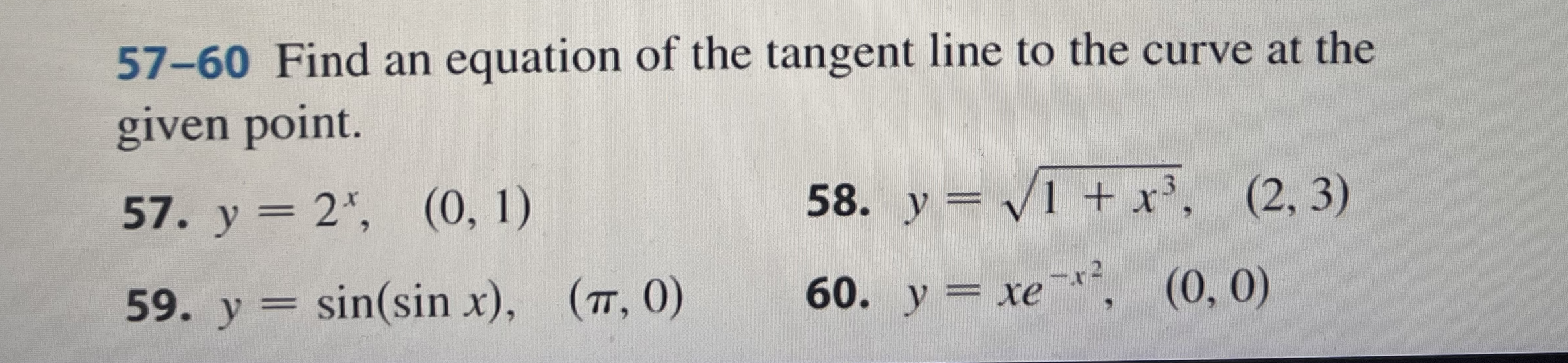 y = Vx3 + 2 3. y = sin(cos x) 4. y