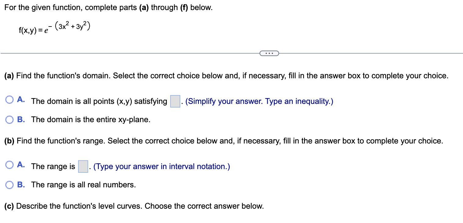 = 8 (3x2 + sf) (1) (a) Find the function's domain. Select